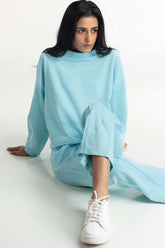 Aqua Embroidered Sweatshirt 224-212-037